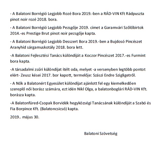 Balatoni Borok Versenye2019